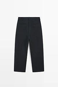 Linen trousers with striped detail