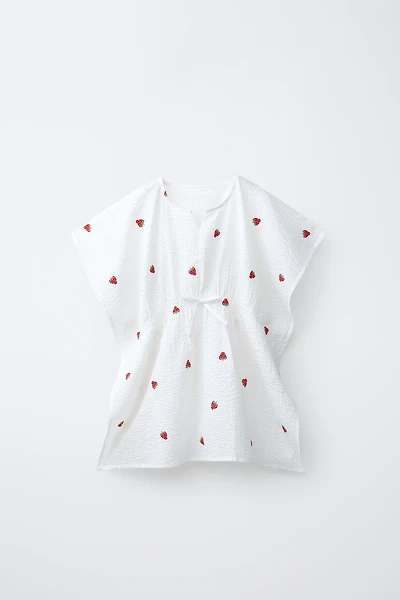 EMBROIDERED STRAWBERRY CAFTAN