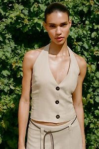 LINEN HALTER TOP