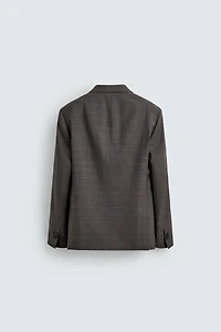 100% WOOL PLAID SUIT BLAZER