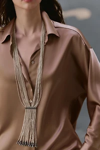 SATIN EFFECT DROP SHOULDER SHIRT