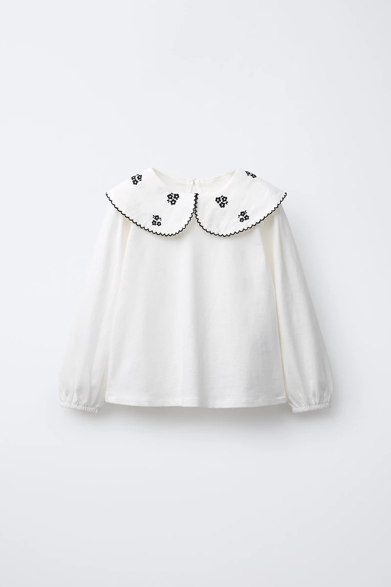 T-SHIRT COL CLAUDINE BRODÉ