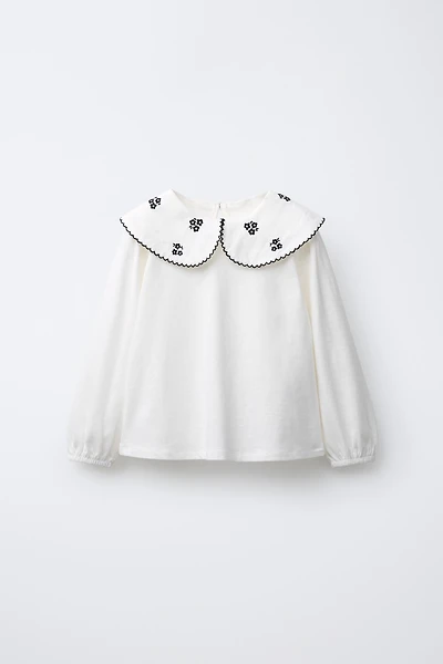 T-SHIRT COL CLAUDINE BRODÉ