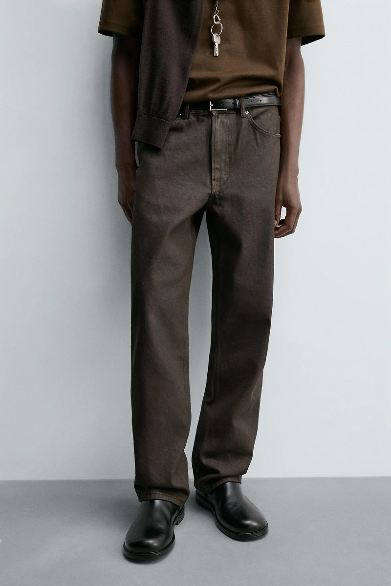 WAXED FINISH STRAIGHT FIT JEANS