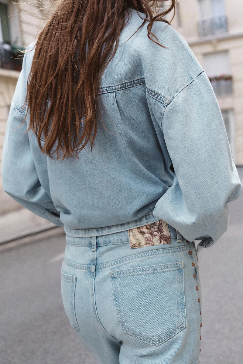 Z1975 MID-RISE STRAIGHT STUDDED JEANS