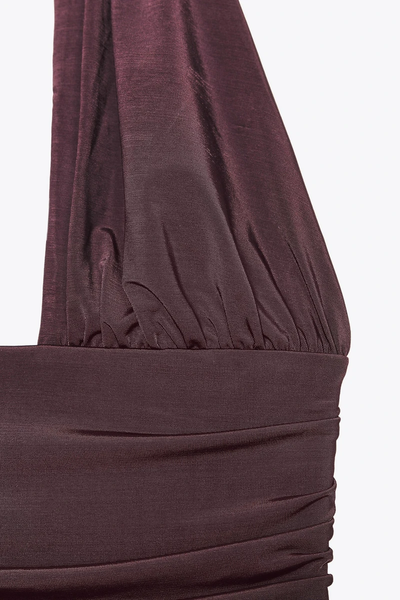 JEWEL NECK DRAPED BODYSUIT