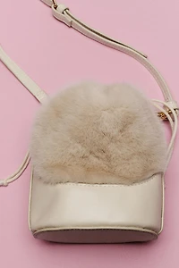 FAUX FUR BUCKET BAG