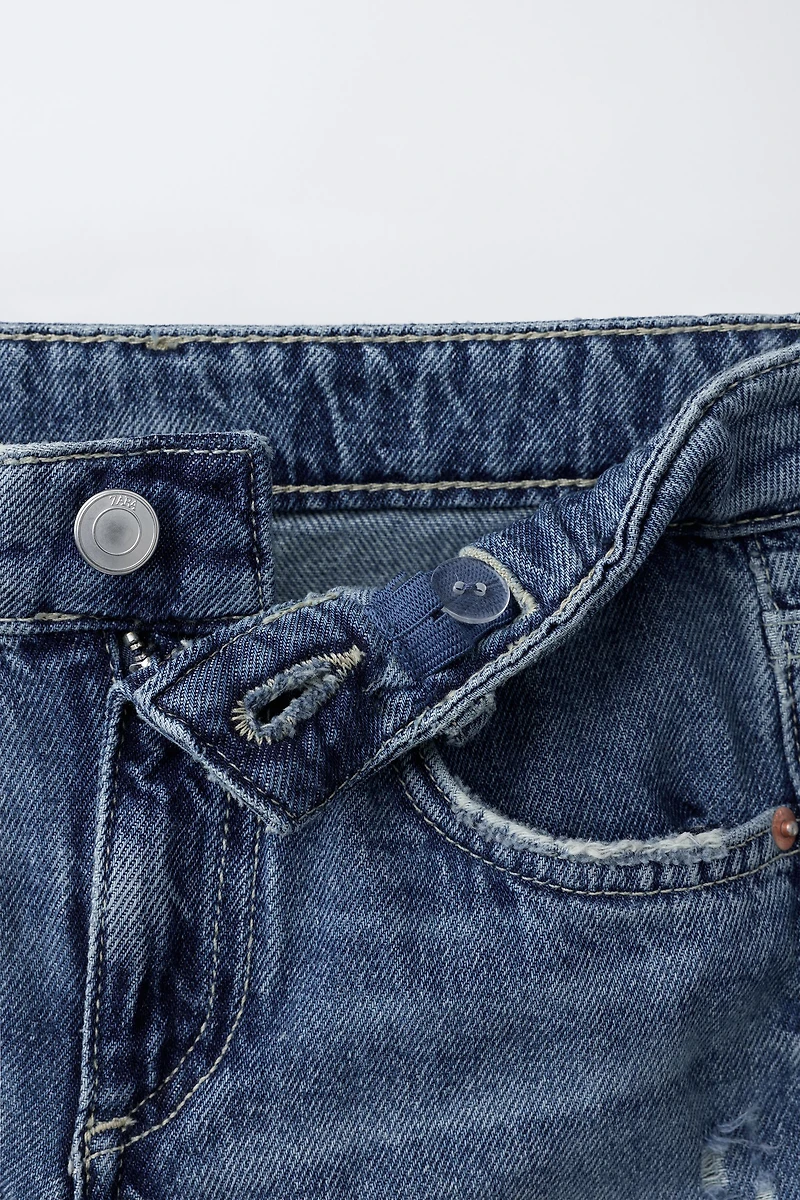 LONG RIPPED DENIM SHORTS