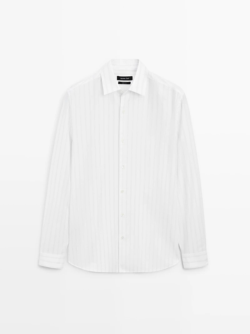 100% cotton regular fit striped shirt