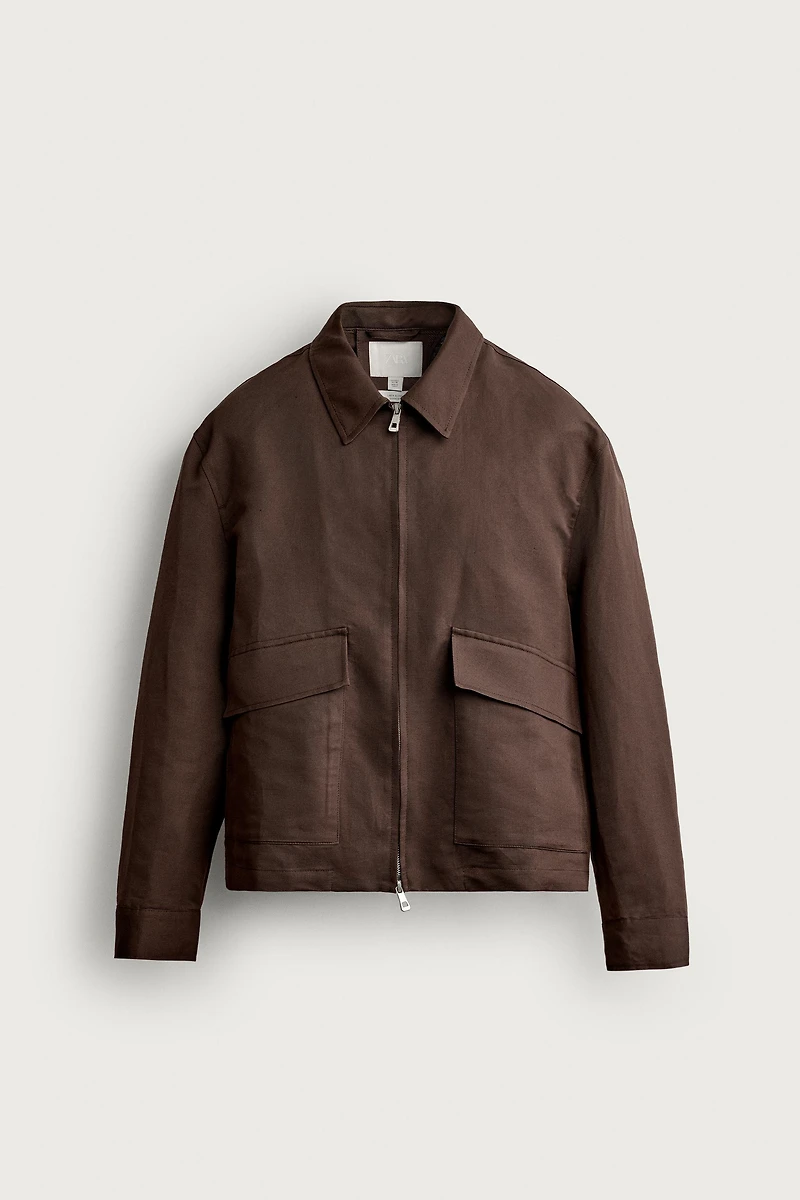 RELAXED-FIT LINEN-COTTON OVERSHIRT