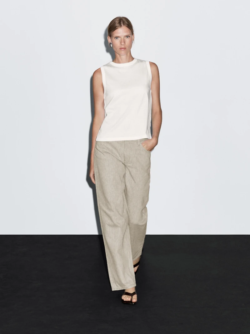 Jean wide leg taille moyenne