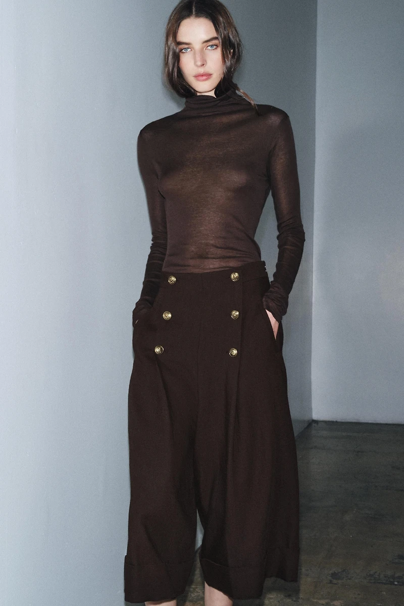 100% WOOL BUTTONED BERMUDA SHORTS ZW COLLECTION