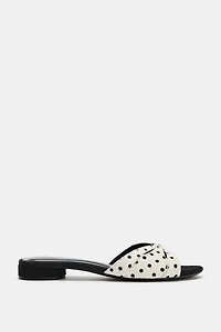 PRINTED LEATHER FLAT SANDALS