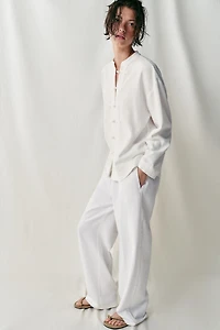LINEN OVERSIZED SHIRT WITH FROG FASTENING