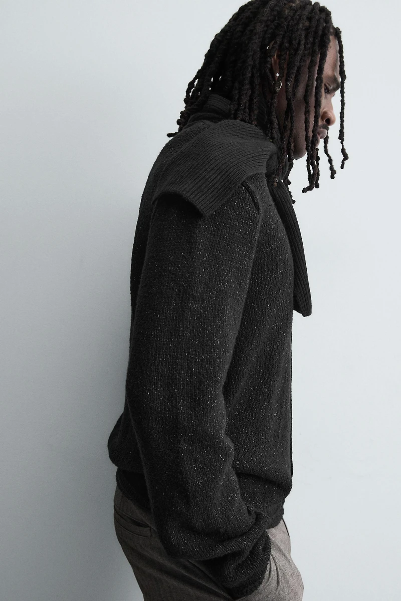 SHINY TEXTURED CARDIGAN