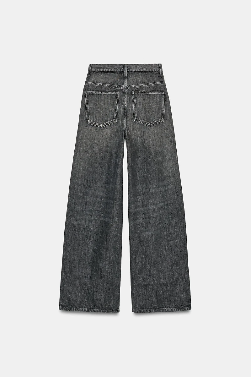 TRF HIGH-WAIST CROSSOVER WAIST WIDE LEG JEANS