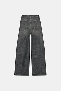 TRF HIGH-WAIST CROSSOVER WAIST WIDE LEG JEANS