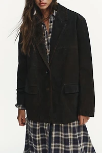 BLAZER 100% CUIR DAIM AVEC POCHES