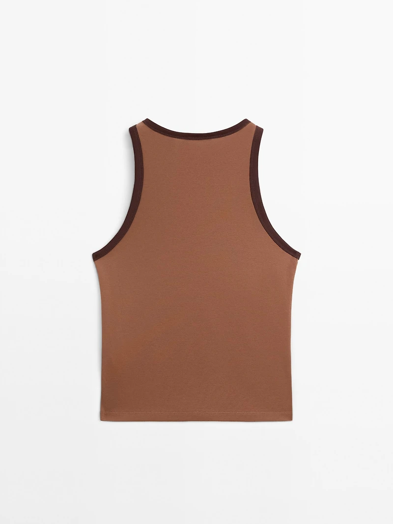 100% cotton halter top with contrast detail