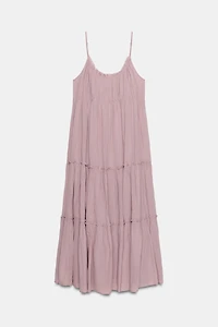 RUFFLED CHIFFON MIDI DRESS