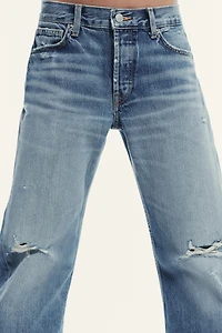 TRF STRAIGHT LEG FOLD UP MID-RISE JEANS