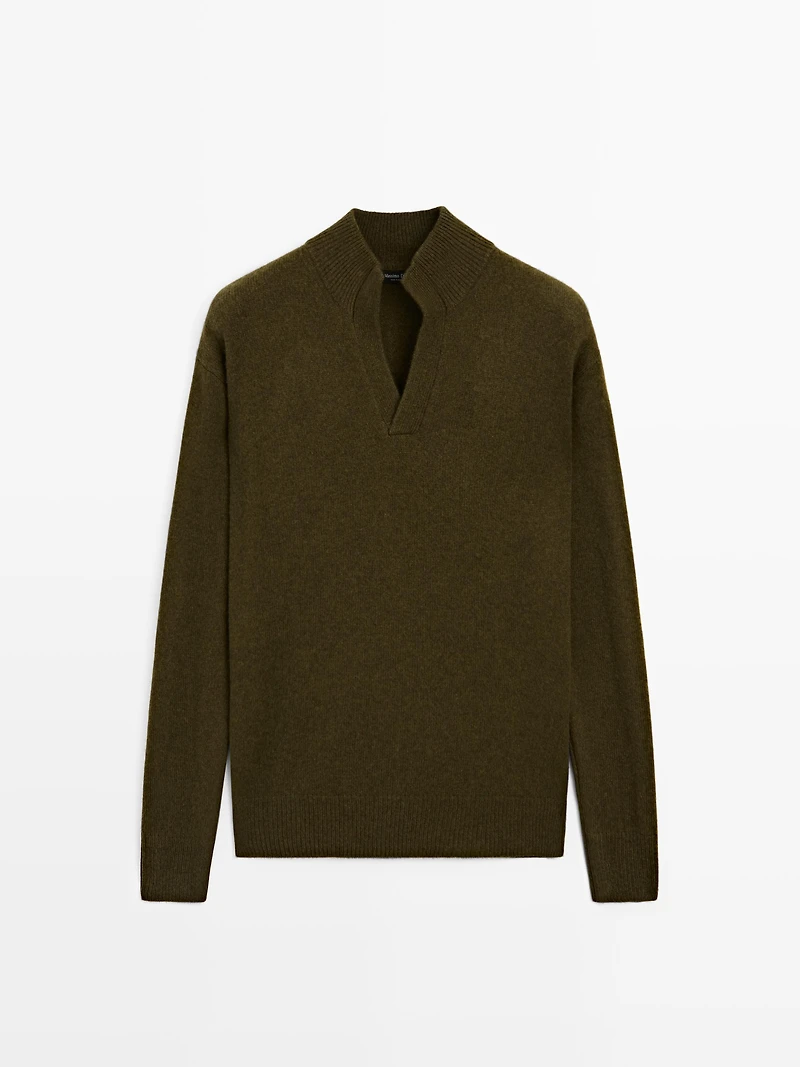 Pull en maille à col mock V
