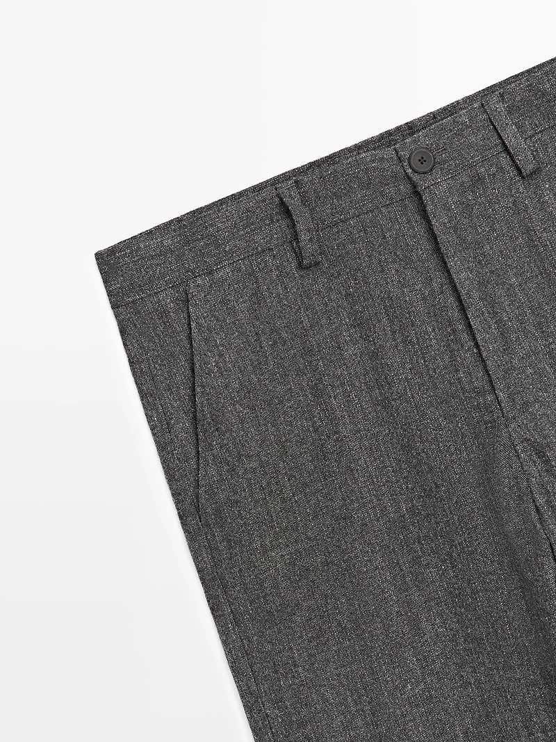 Straight-leg wool blend trousers