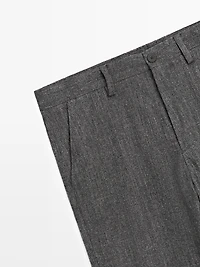 Straight-leg wool blend trousers