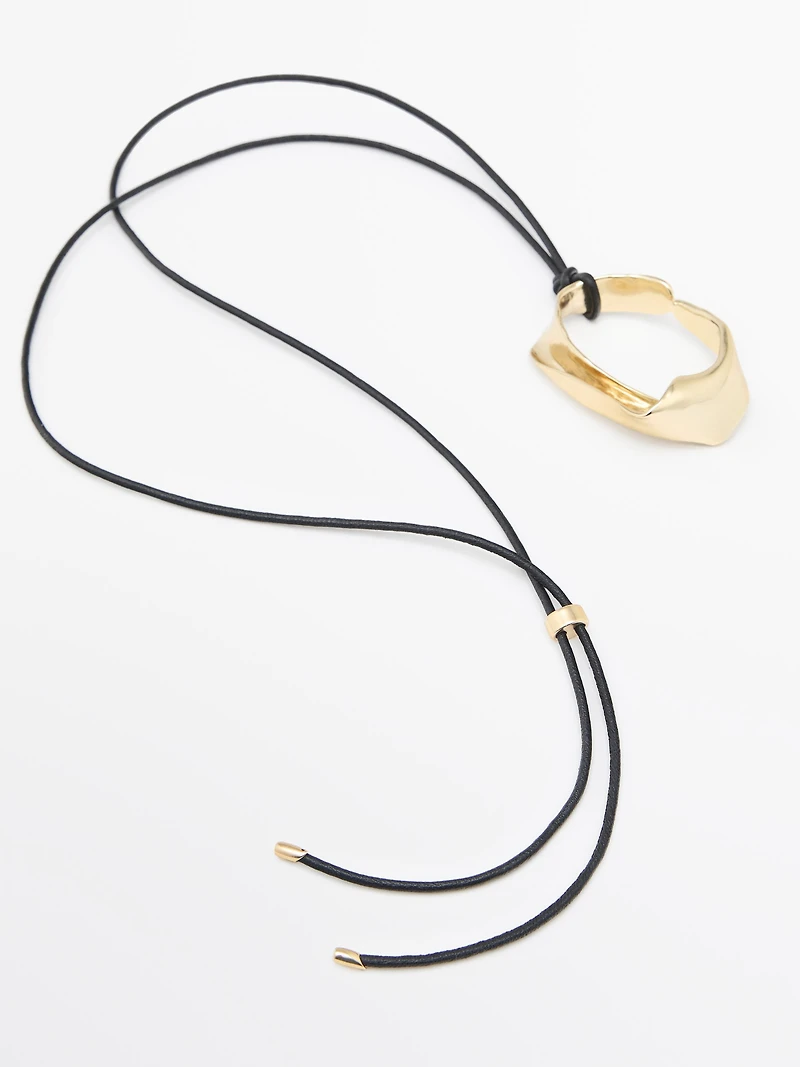 Leather cord necklace with irregular pendant