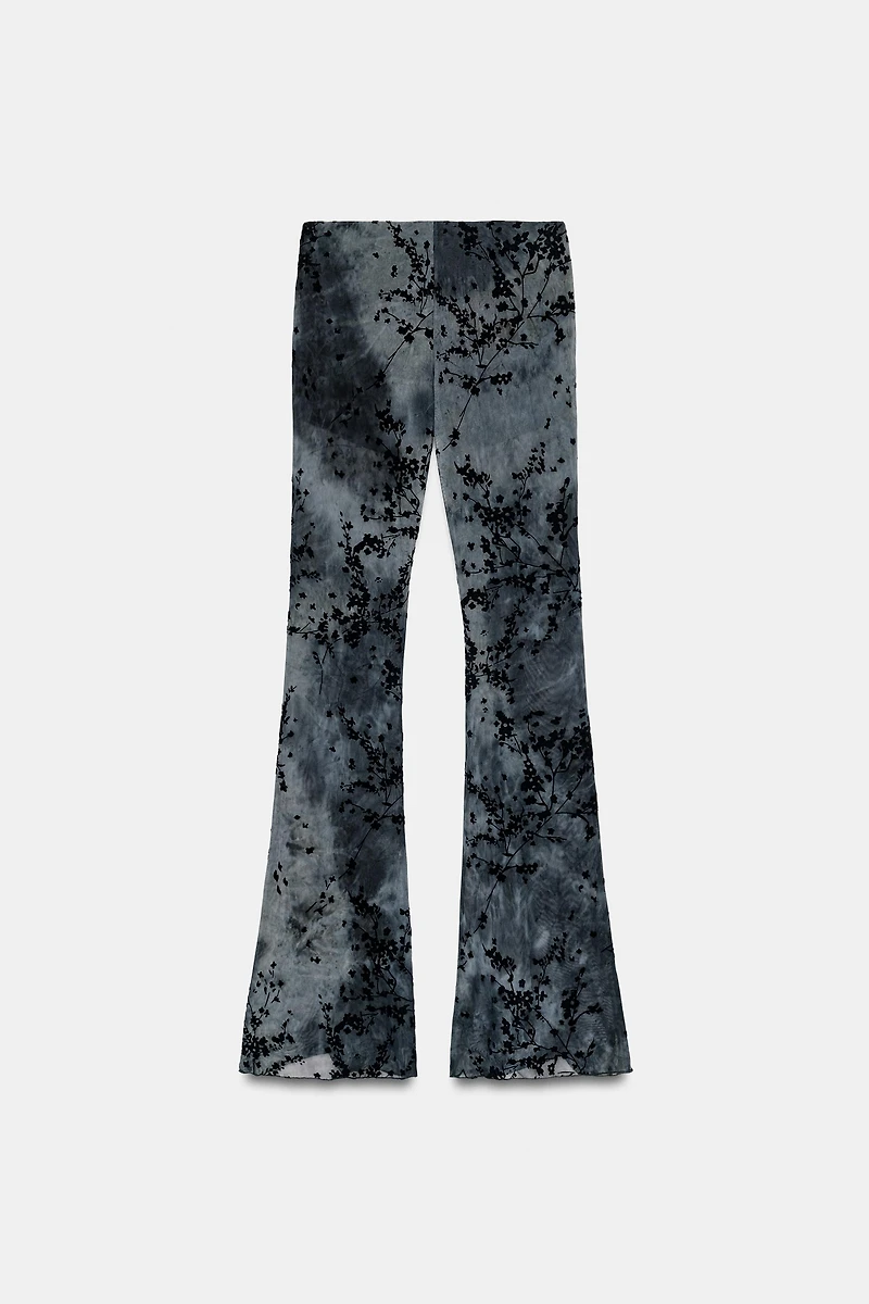 FLOCKED TULLE FLARE PANTS
