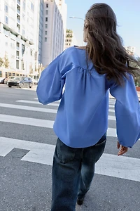 POPLIN BALLOON SLEEVE SHIRT