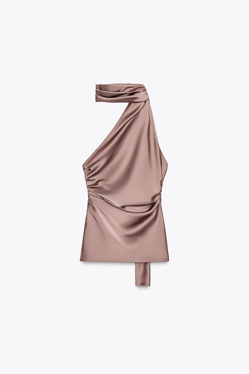 TOP SATINÉ HALTER FOULARD