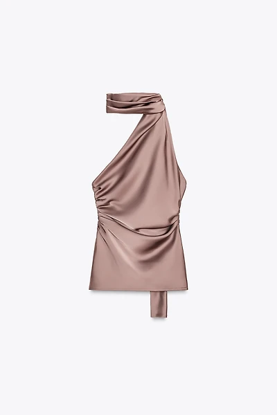 TOP SATINÉ HALTER FOULARD
