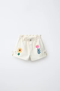 EMBROIDERED PAPERBAG SHORTS
