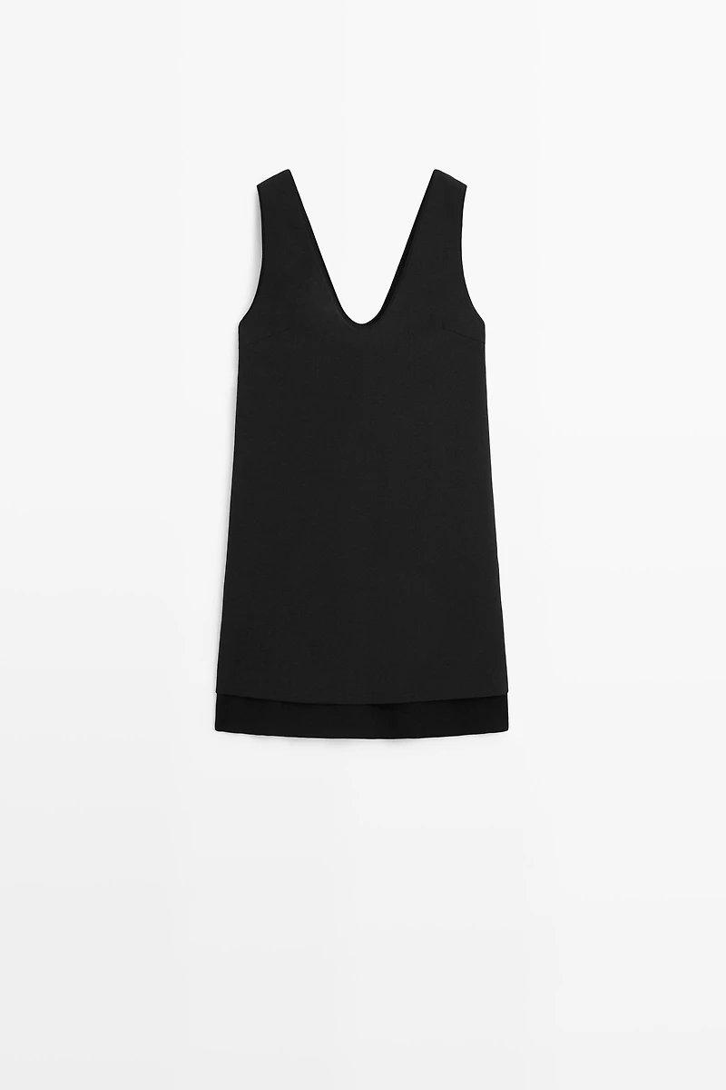 Double-fabric mini dress