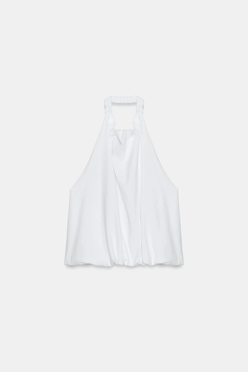 HEAVY COTTON BALLOON HALTER TOP