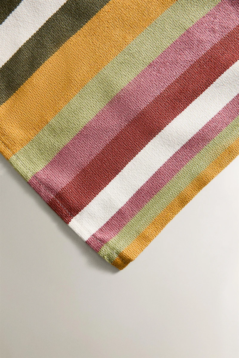 COTTON TABLE RUNNER WITH MULTICOLORED STRIPES