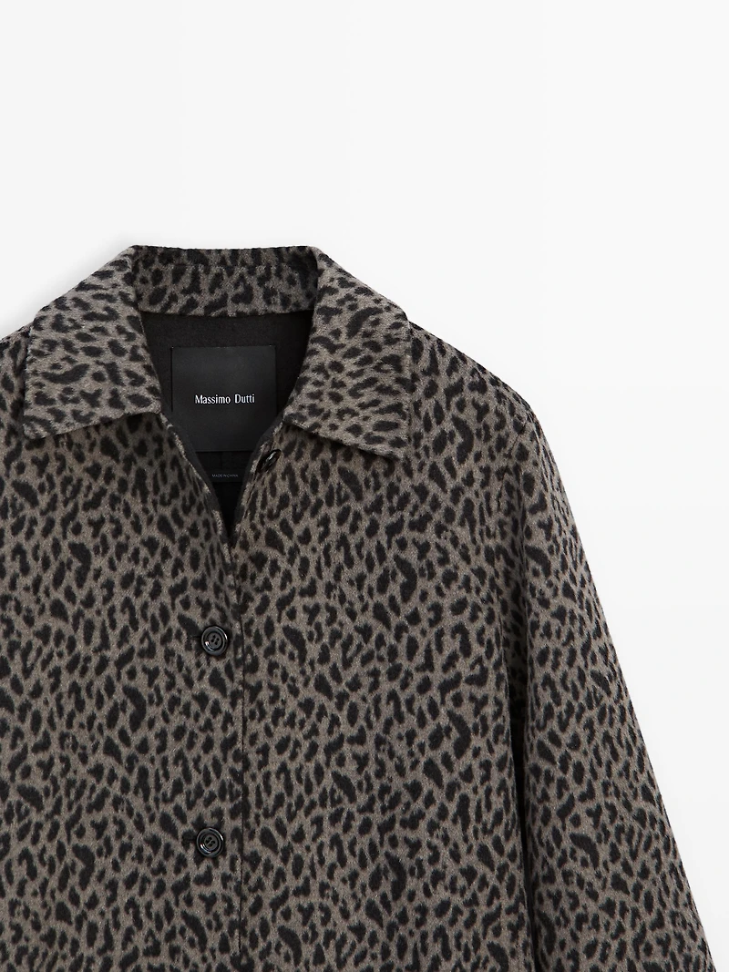 Manteau laine à imprimé animal