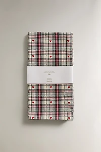 LOT TORCHONS COTON CŒUR NOËL (LOT DE 2)