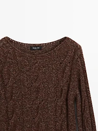 Cable-knit sweater with boat neck