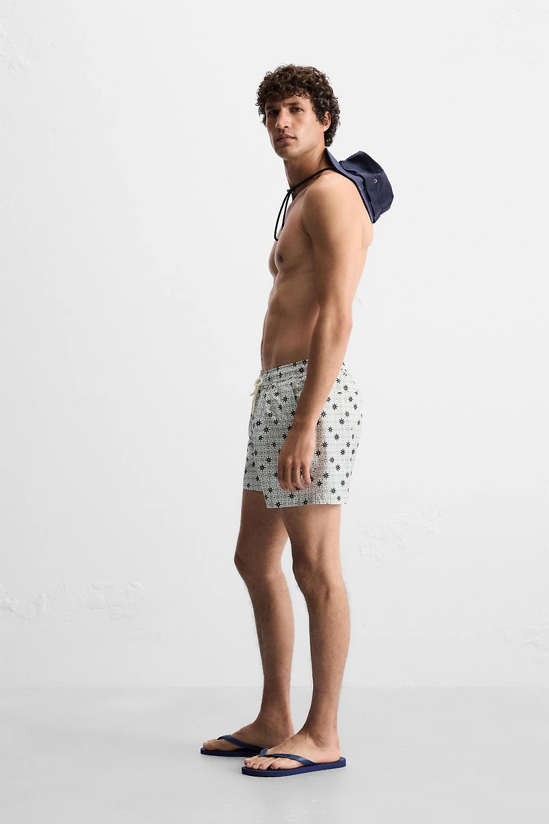 GEOMETRIC PRINT MID-LENGTH SWIMSUIT