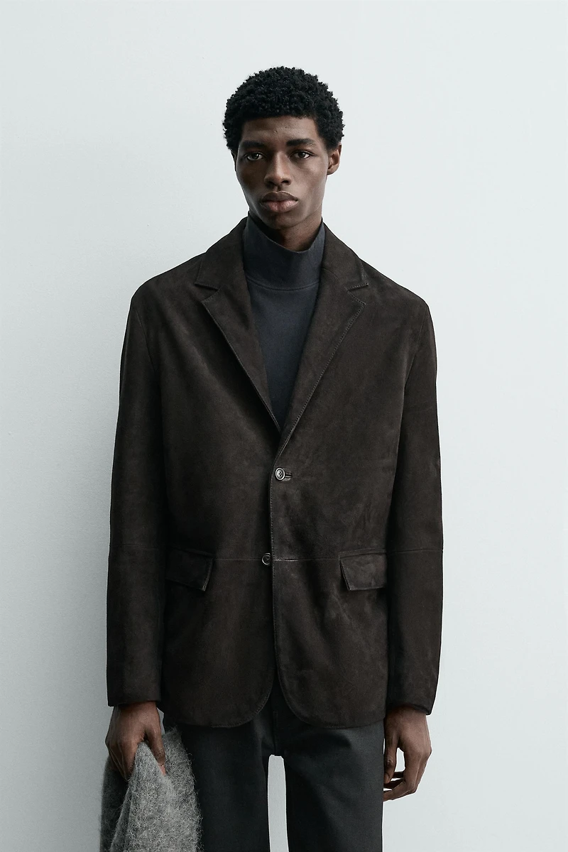 BLAZER EN CUIR ET DAIM