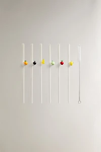 SET OF GLASS STRAWS WITH FRUIT FIGURES (SET OF 6)
