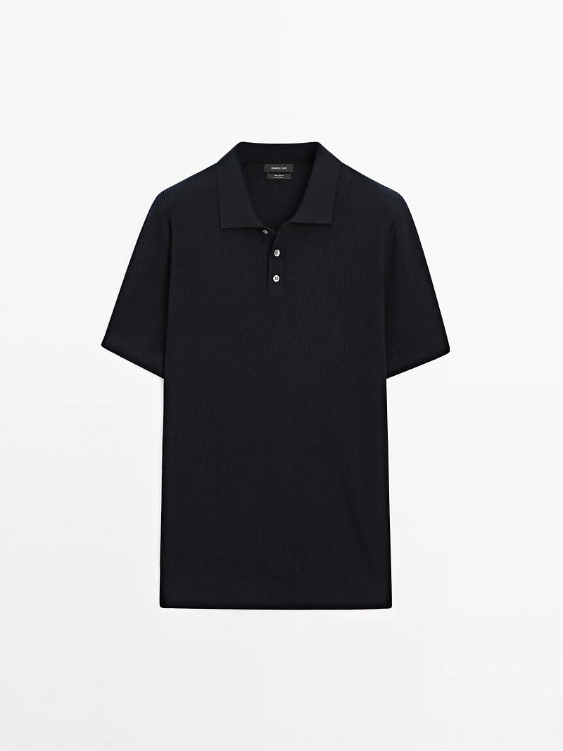 100% cotton ribbed knit polo shirt