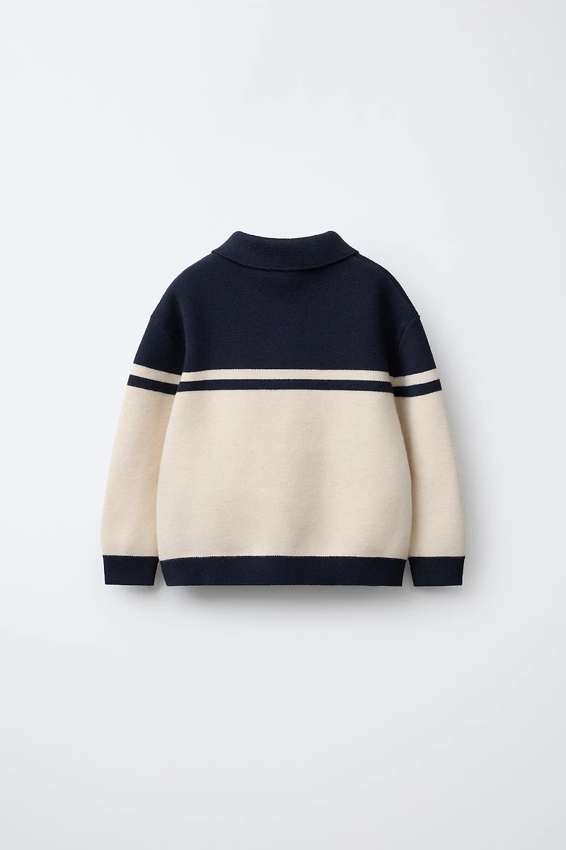 KNIT VARSITY PATCH POLO SHIRT