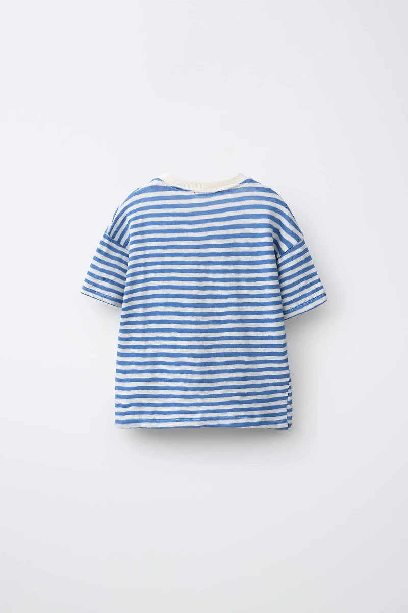 EMBROIDERED FISH STRIPED T-SHIRT