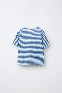 EMBROIDERED FISH STRIPED T-SHIRT