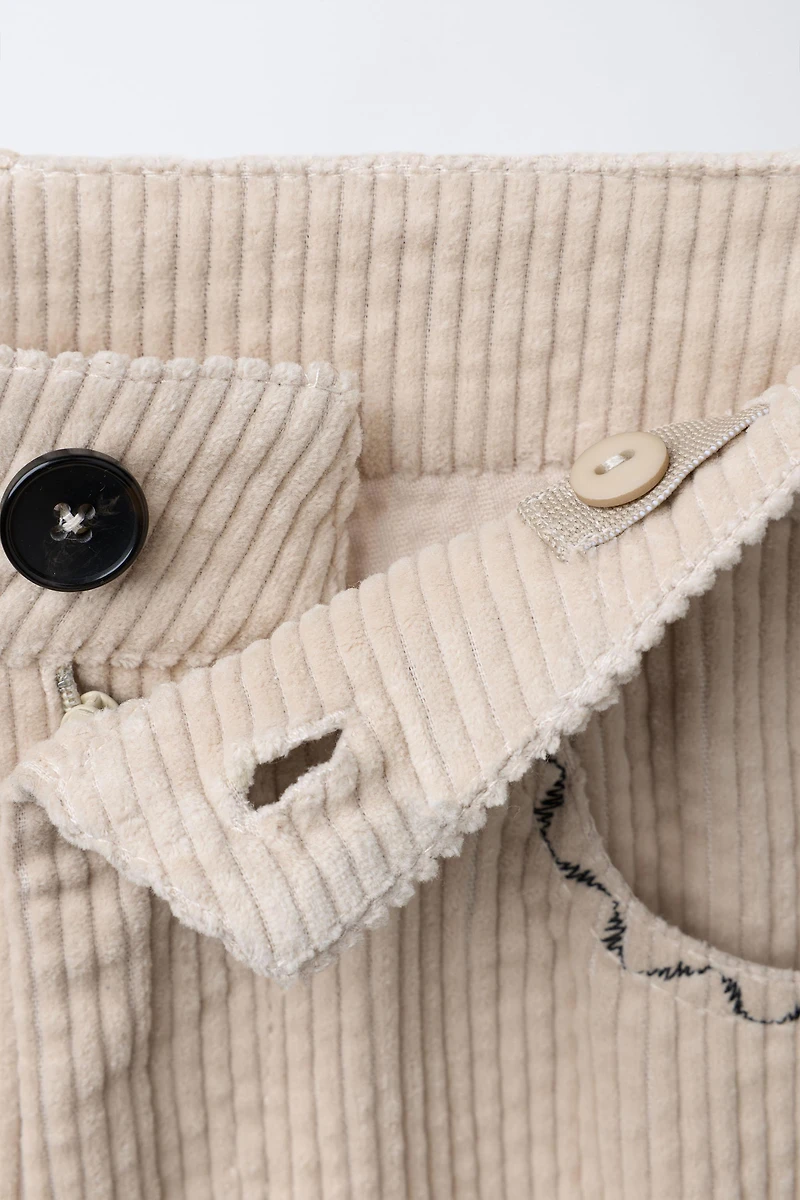 EMBROIDERED DETAIL CORDUROY BARREL PANTS