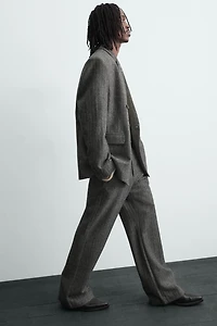 HERRINGBONE WOOL BLEND SUIT PANTS