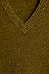 PLAIN KNIT V-NECK JUMPER